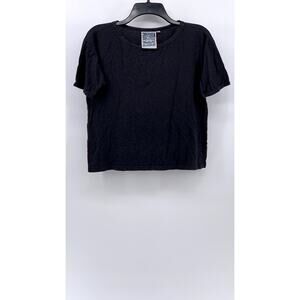 JUNGMAVEN Women's Black Cropped Short Sleeve T-Shirt SZ S